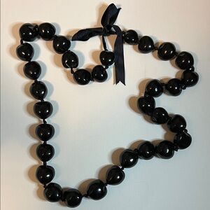 Traditional Hawaiian Black Kukui Nut Lei Necklace